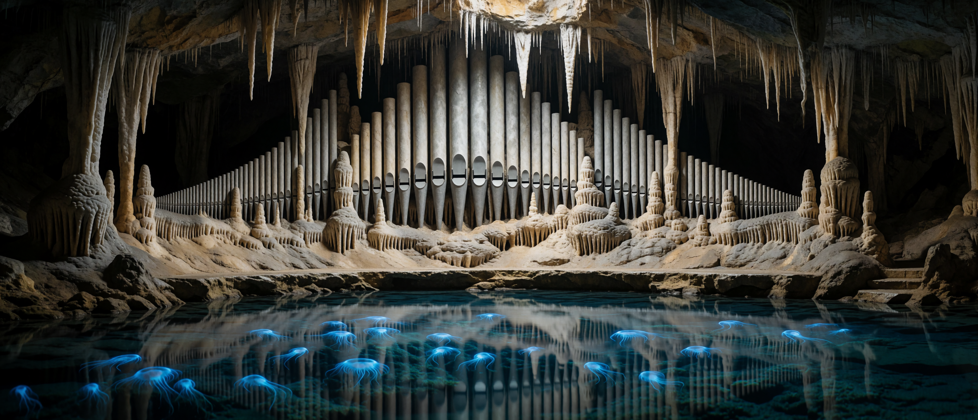 music-surreal-pipe-organ-stalactite-cave-ultrawide