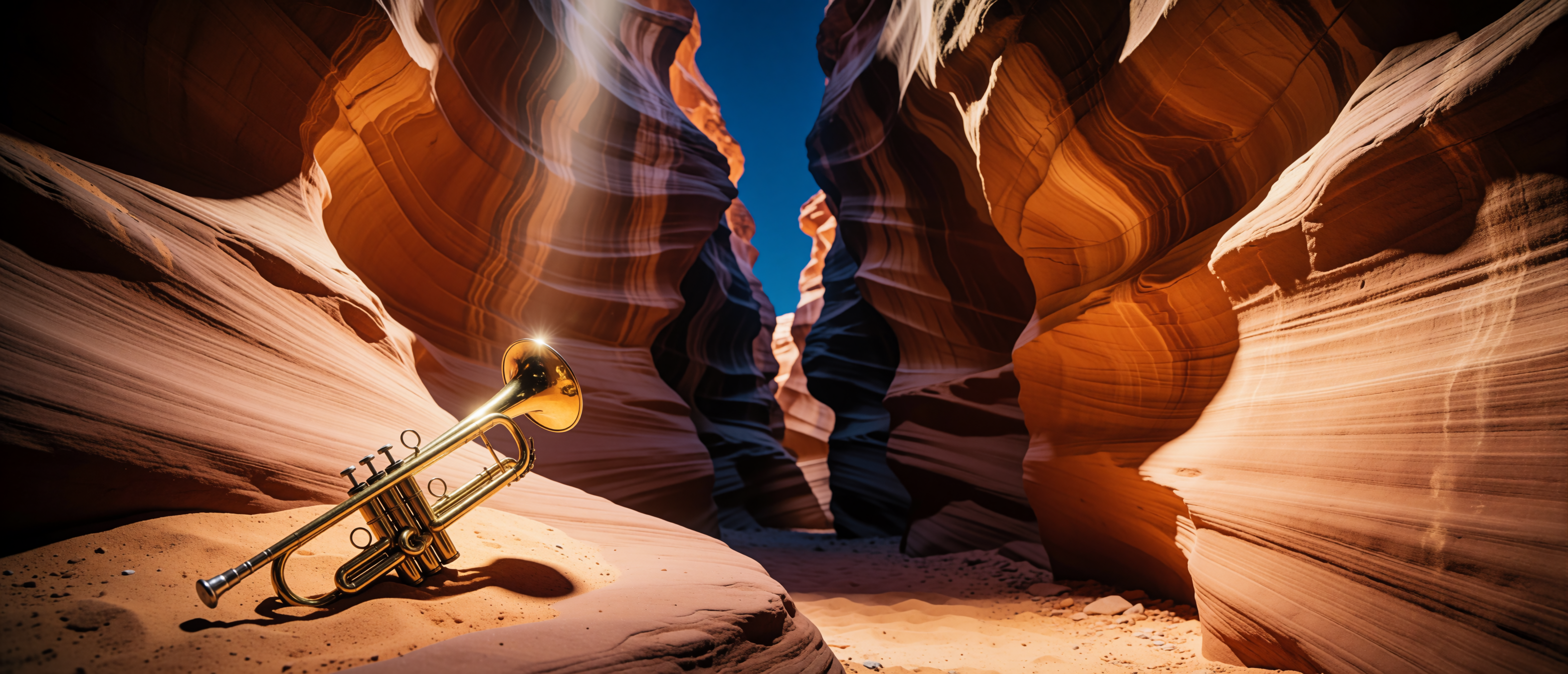 music-trumpet-slot-canyon-sunbeam-ultrawide
