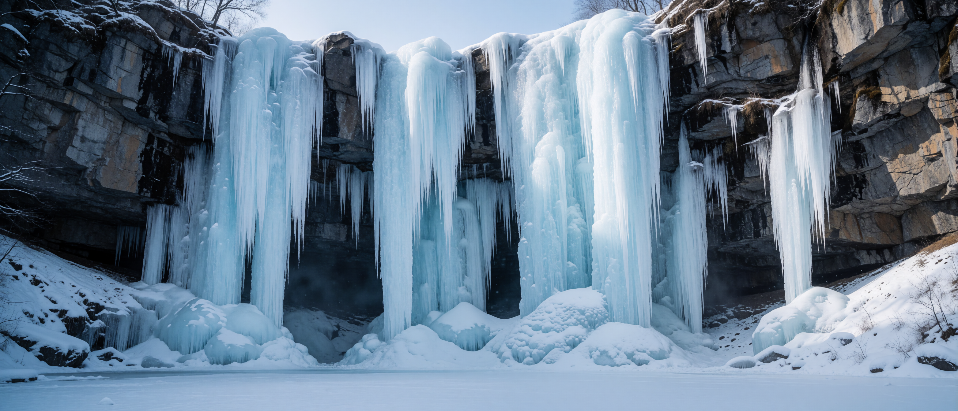 frozen-waterfall-blue-ice-columns-arctic-winter-ultrawide