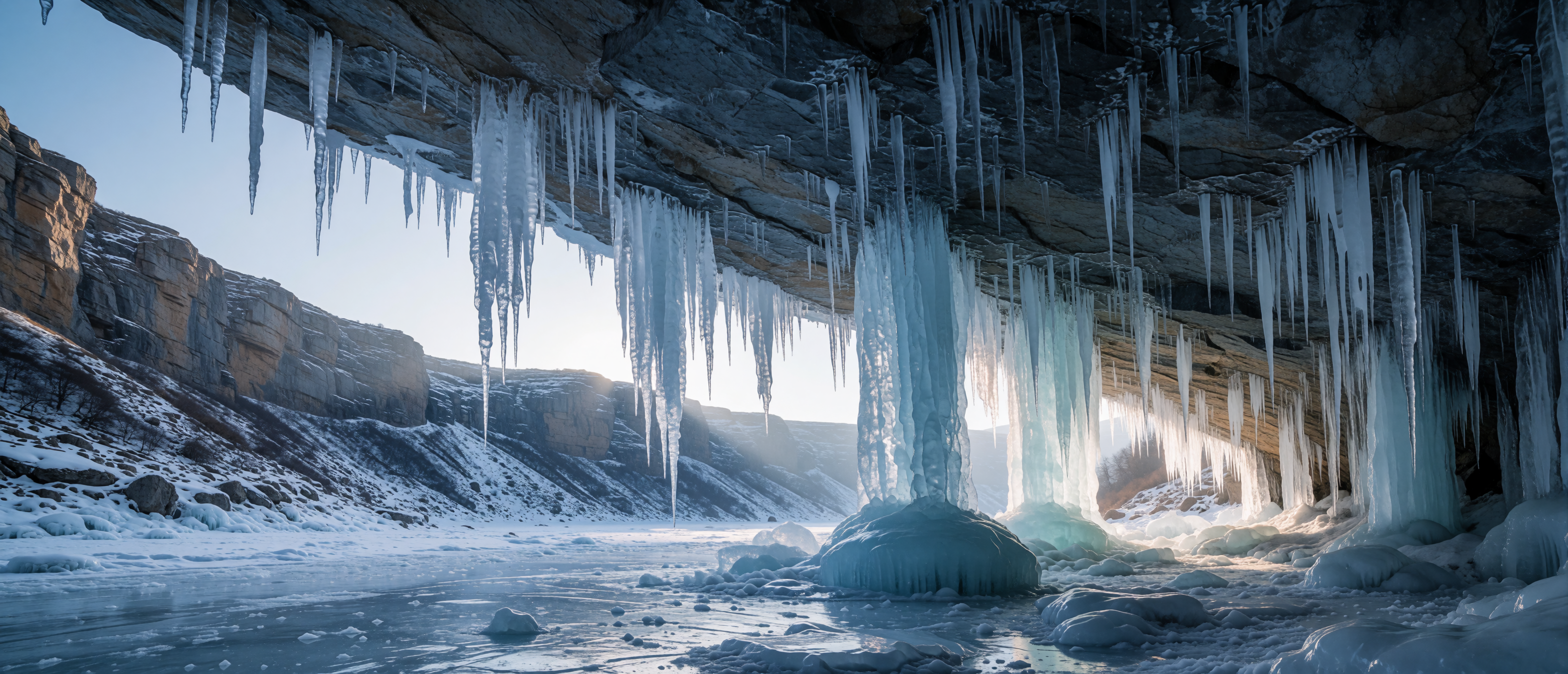 ice-overhang-cliff-stalactites-crystal-curtains-ultrawide