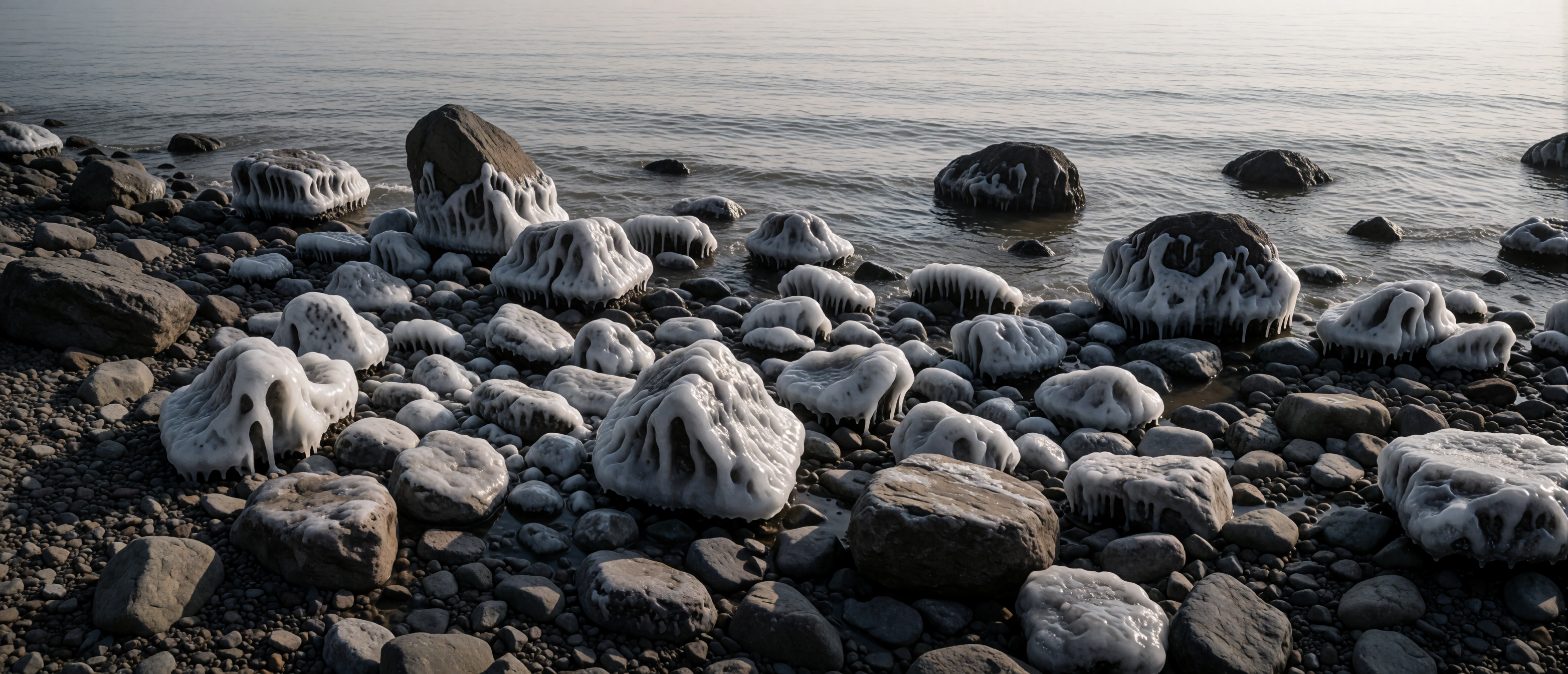 shoreline-boulders-wave-ice-formations-arctic-coast-ultrawide