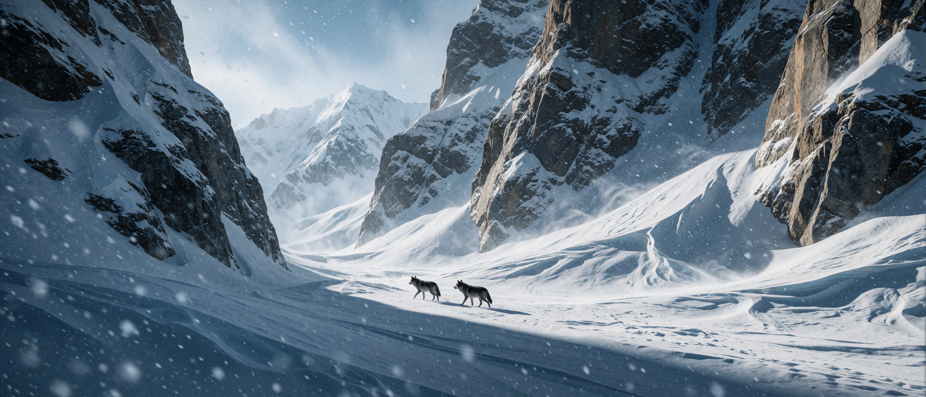 winter-wild-gray-wolves-mountain-pass-snow-ultrawide