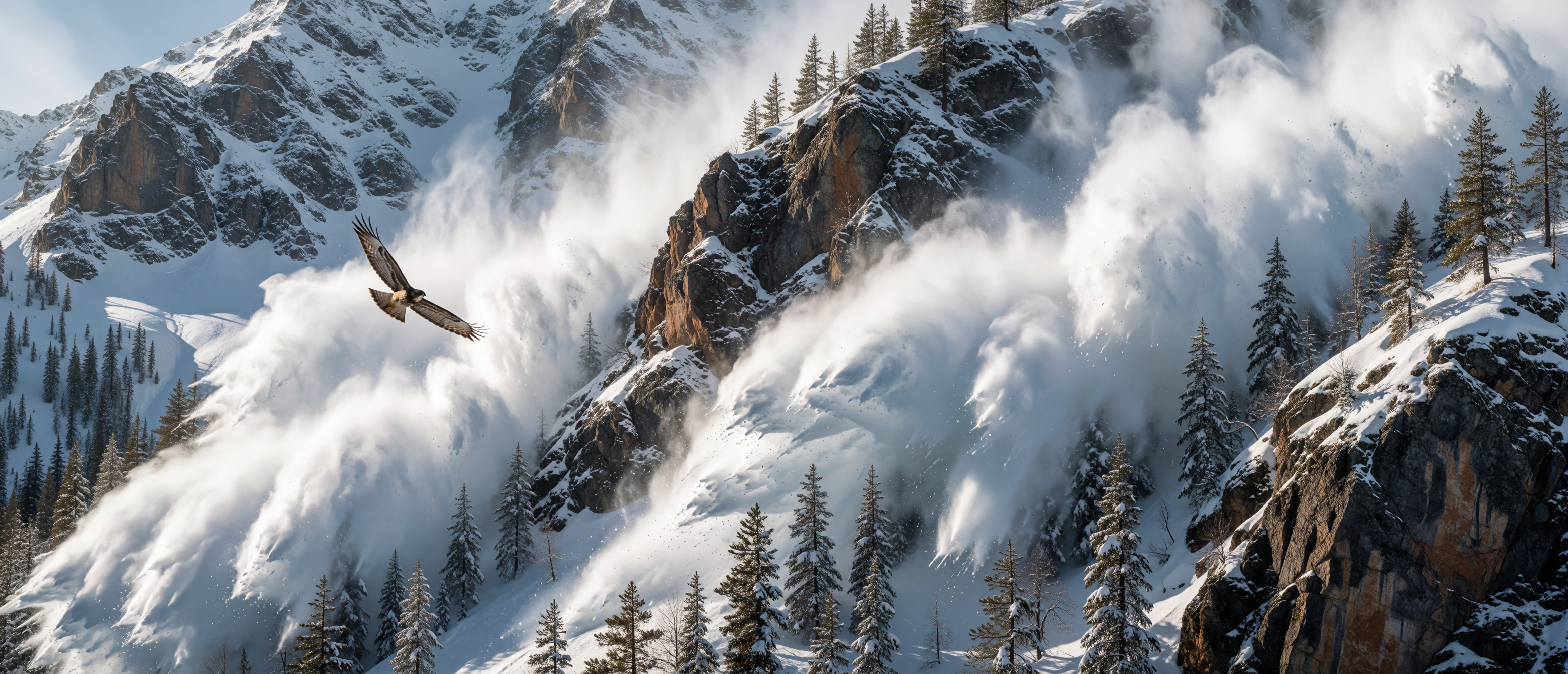 winter-wild-hawk-outpacing-avalanche-mountainside-ultrawide