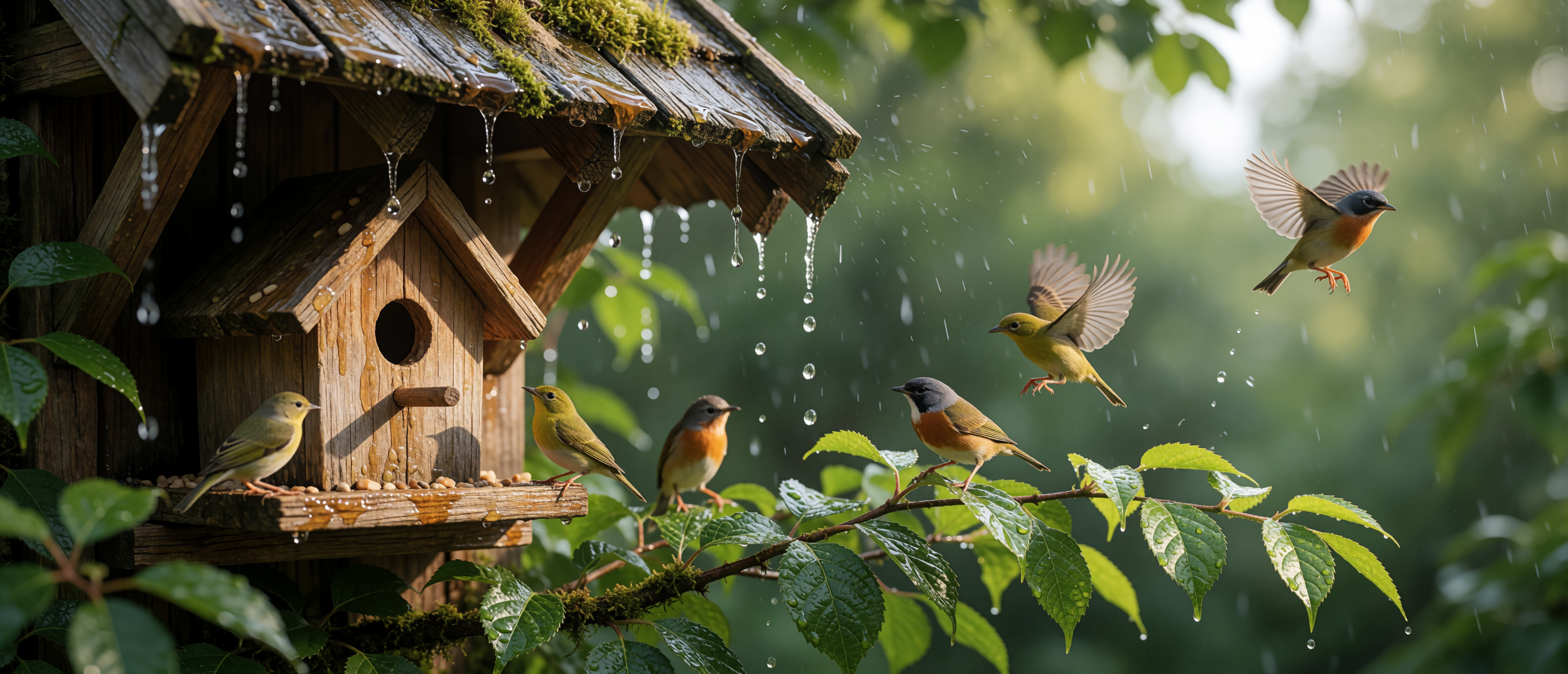 drops-and-light-birdhouse-dripping-eaves-small-birds-ultrawide