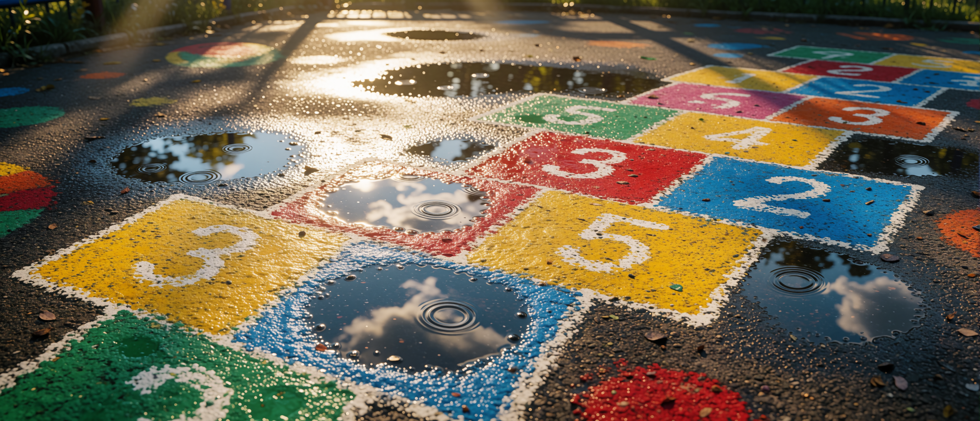drops-and-light-wet-hopscotch-playground-puddles-ultrawide
