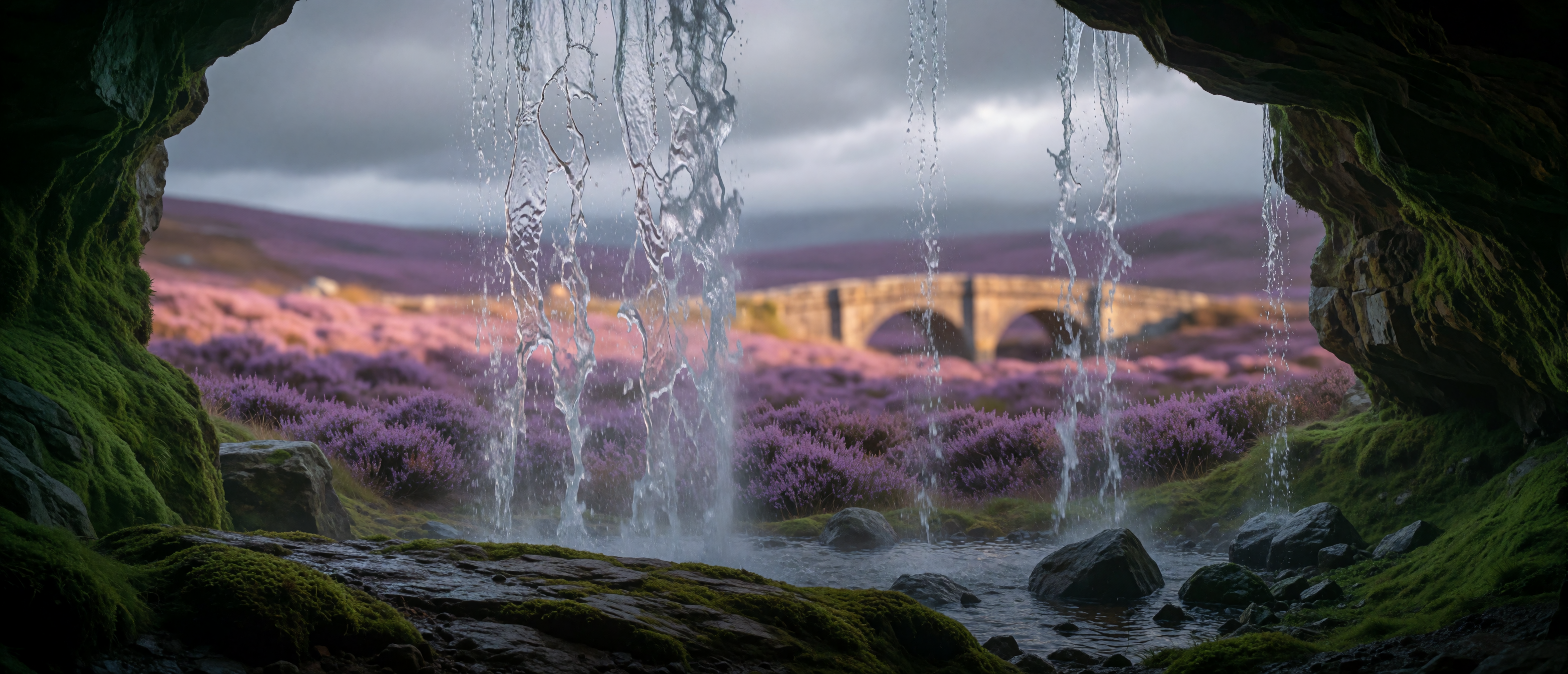waterfall-behind-falls-scottish-highland-heather-ultrawide