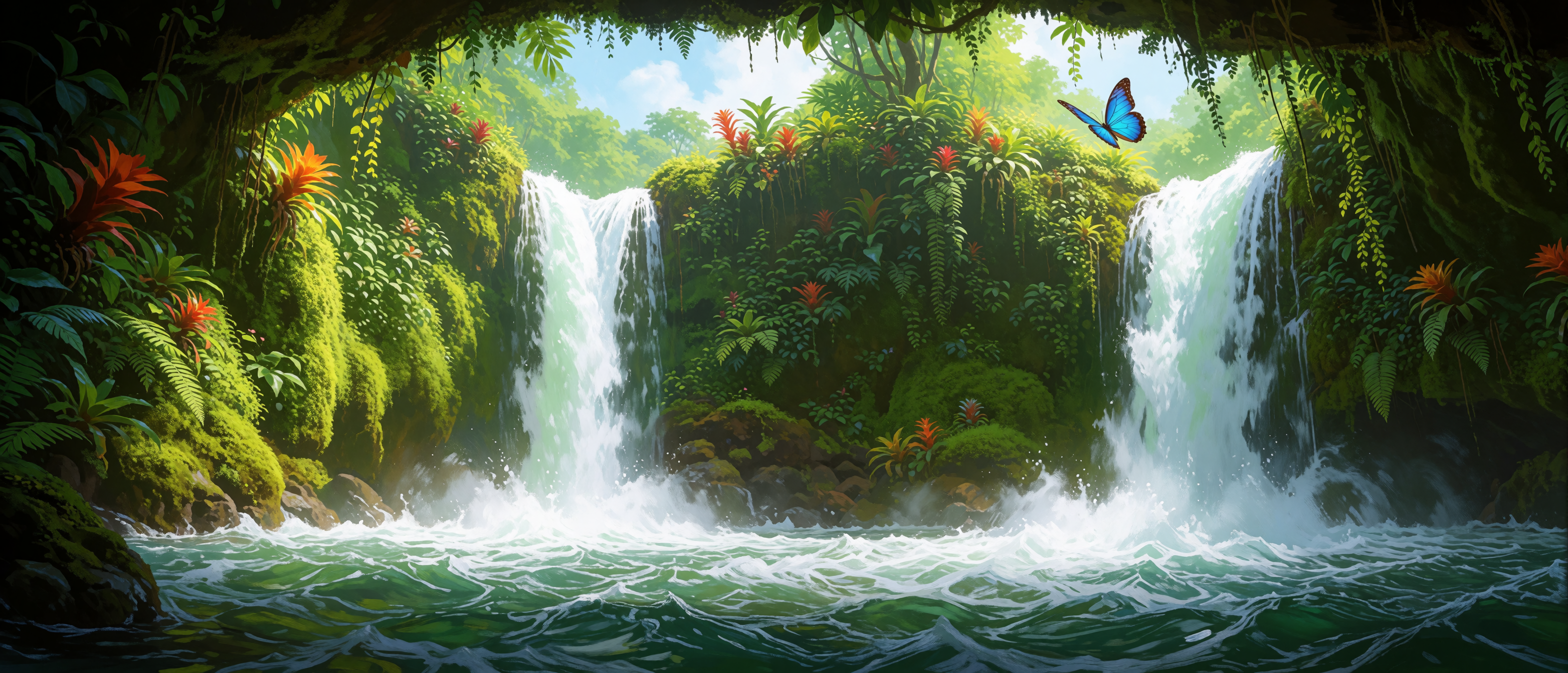 waterfall-perspective-jungle-grotto-costa-rica-ultrawide