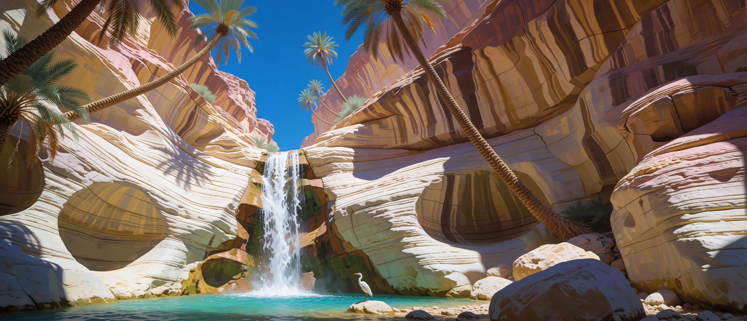 waterfall-perspective-wadi-canyon-desert-oasis-ultrawide