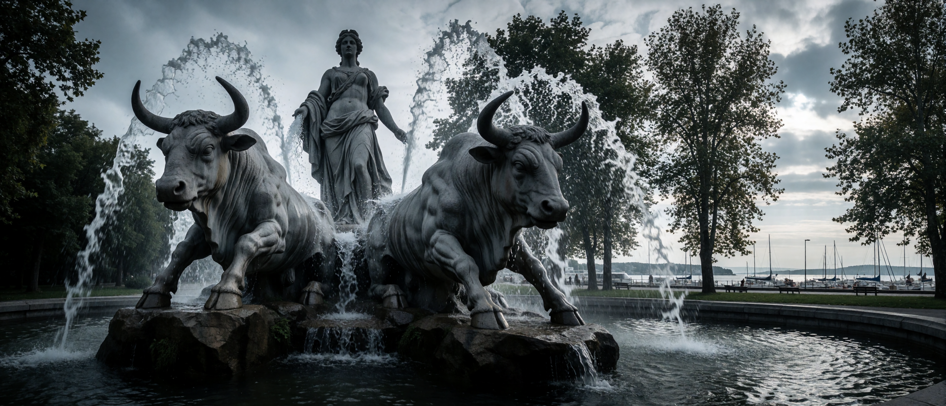 copenhagen-gefion-fountain-oxen-harbor-dramatic-ultrawide