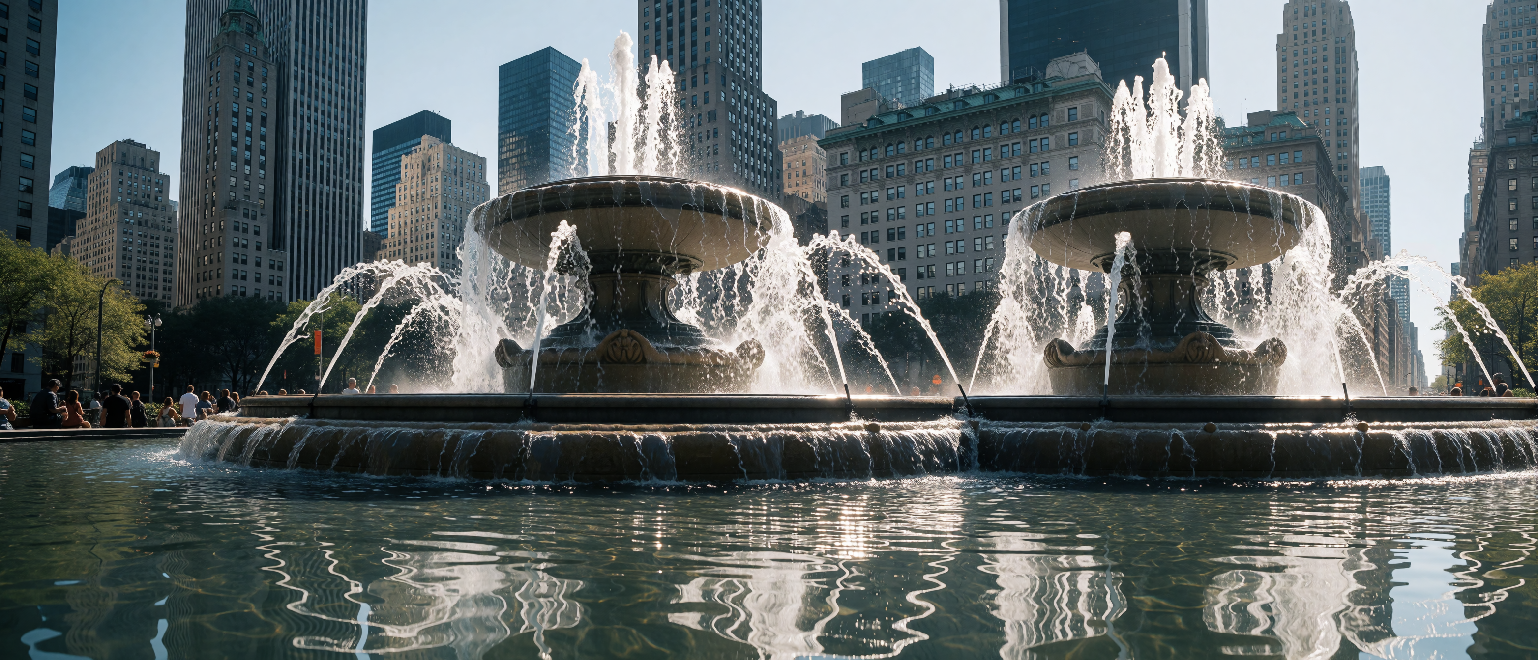 new-york-neoclassical-fountain-plaza-midday-skyscrapers-ultrawide