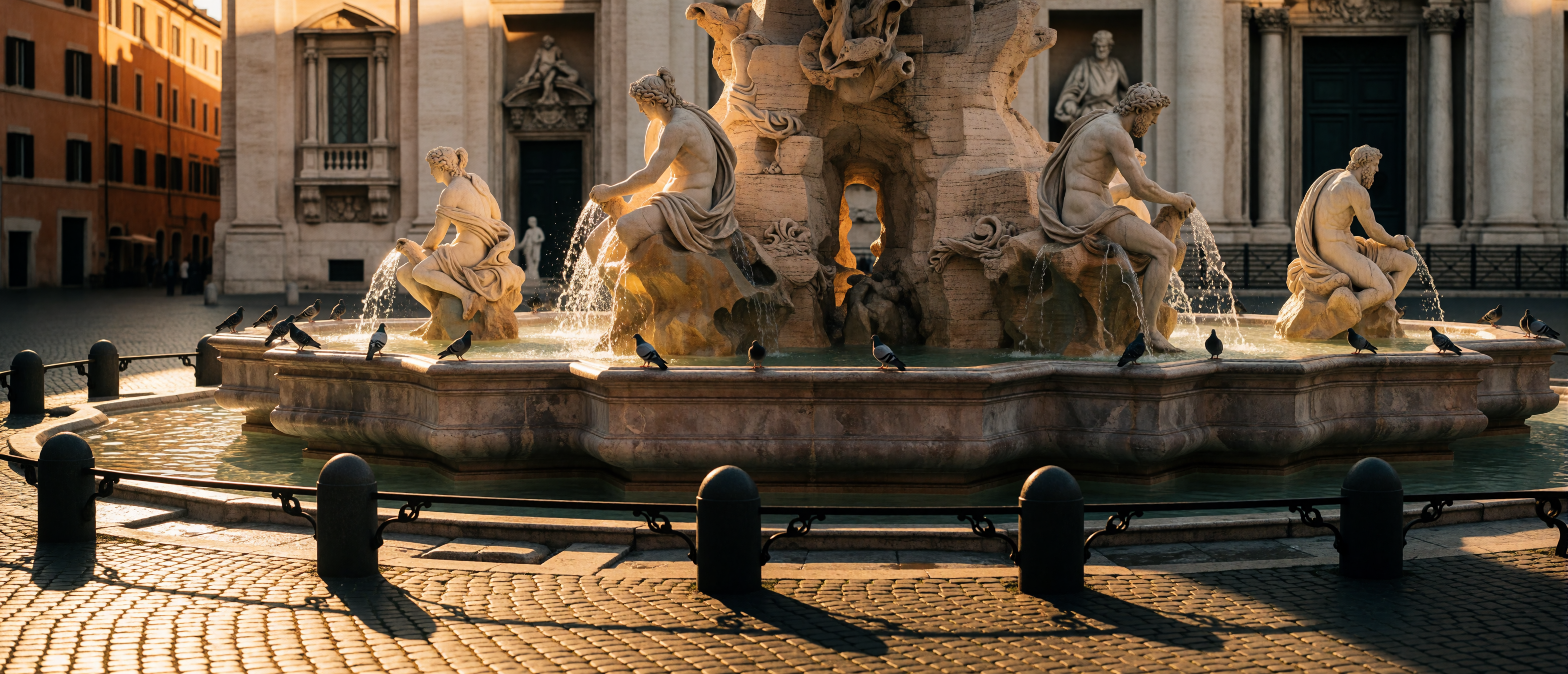 roman-baroque-fountain-piazza-golden-hour-marble-ultrawide