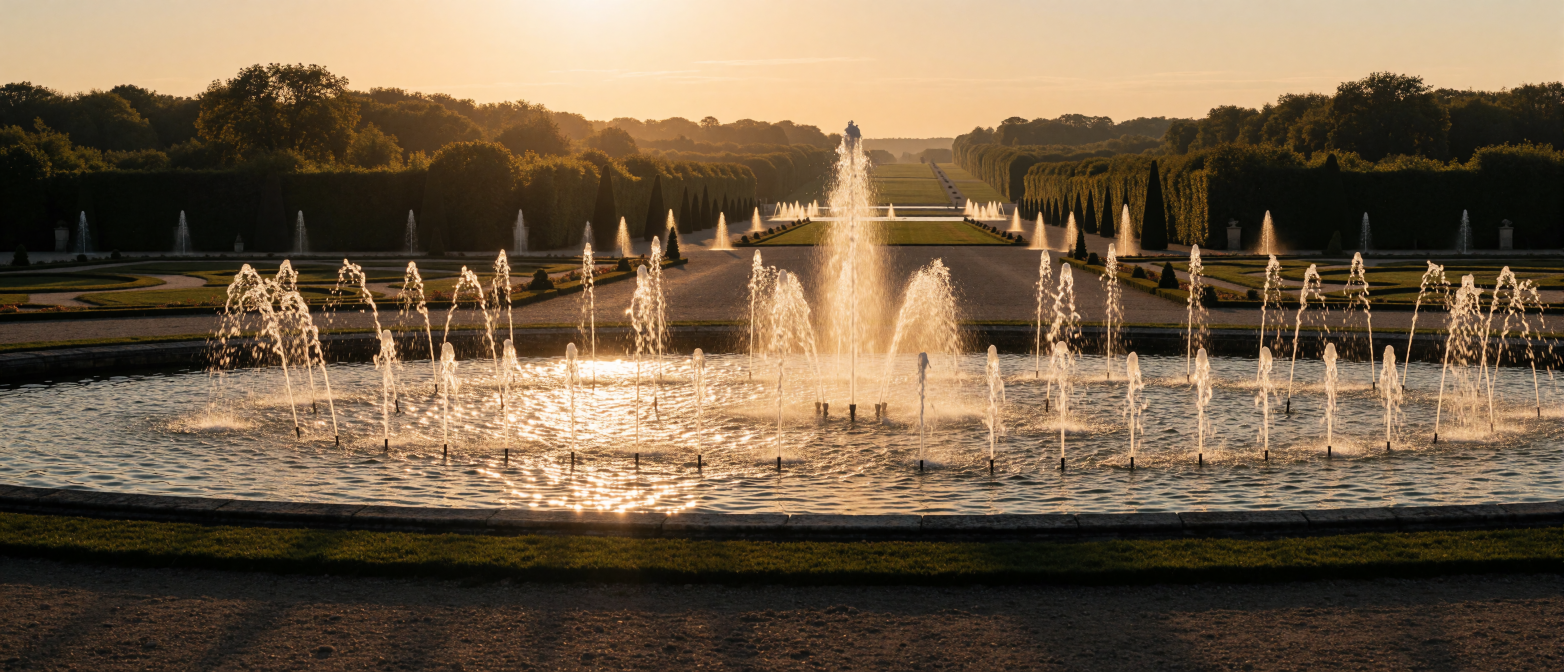 versailles-grand-jets-palace-garden-golden-hour-ultrawide