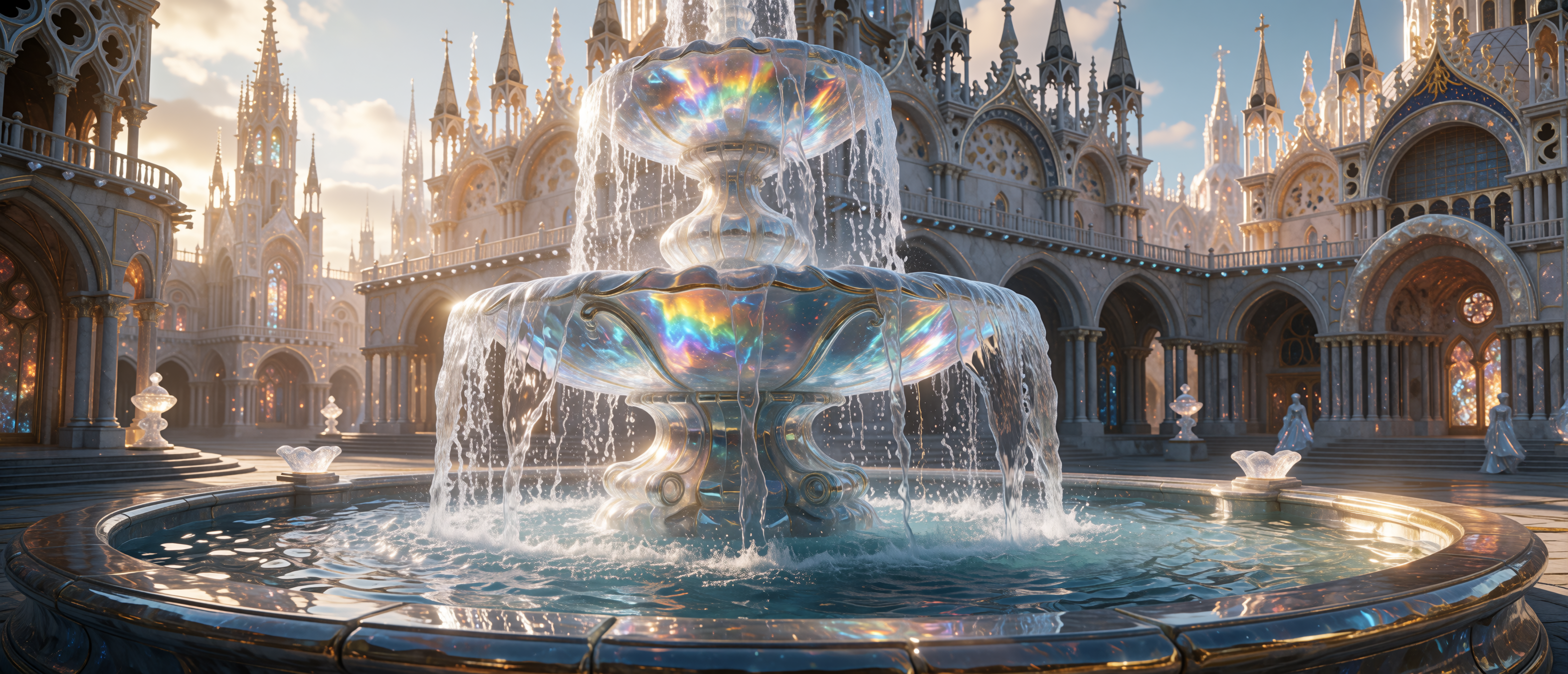 fantasy-crystal-fountain-city-square-prismatic-golden-ultrawide