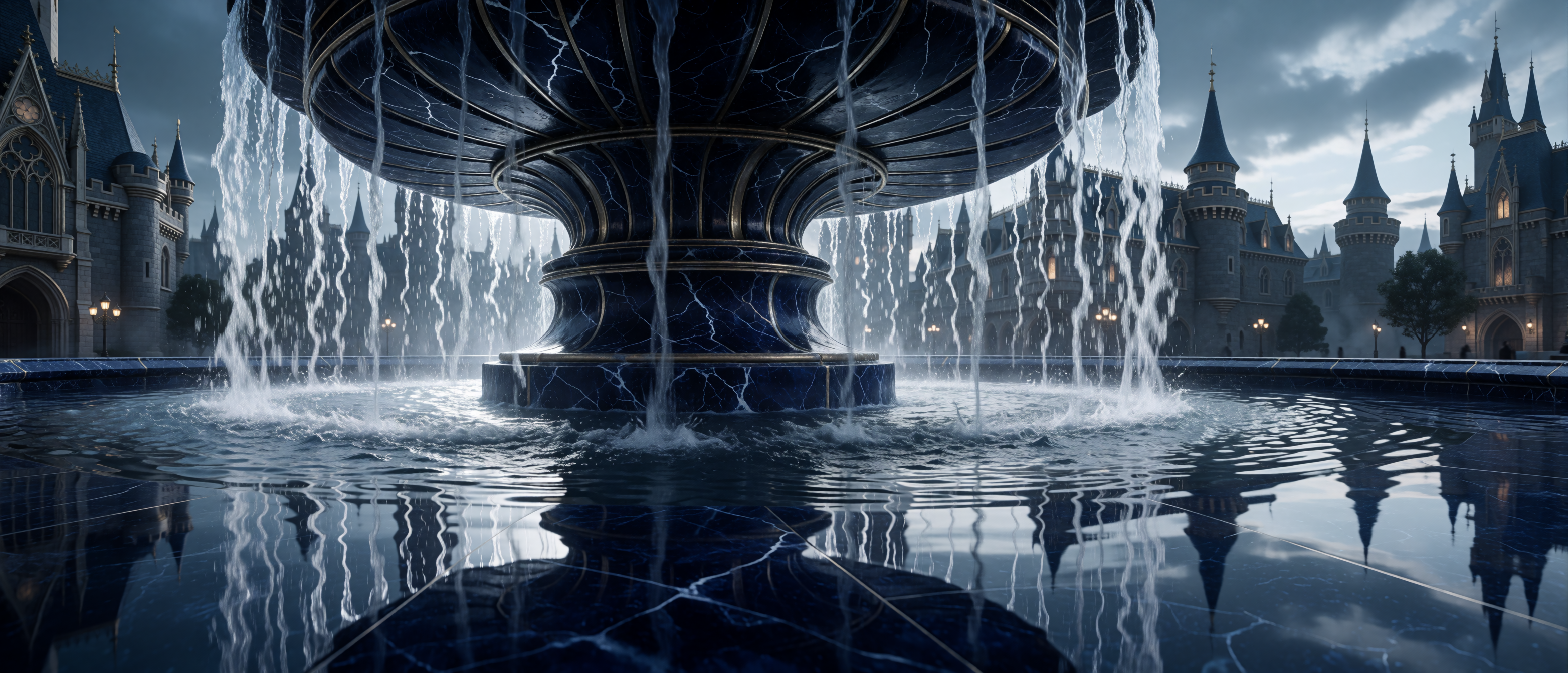 fantasy-midnight-blue-fountain-moonlit-silver-ultrawide
